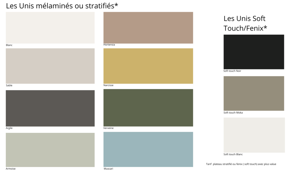 Nuancier plateau de bureau et rangement mélaminés et stratifiés unis ATARA