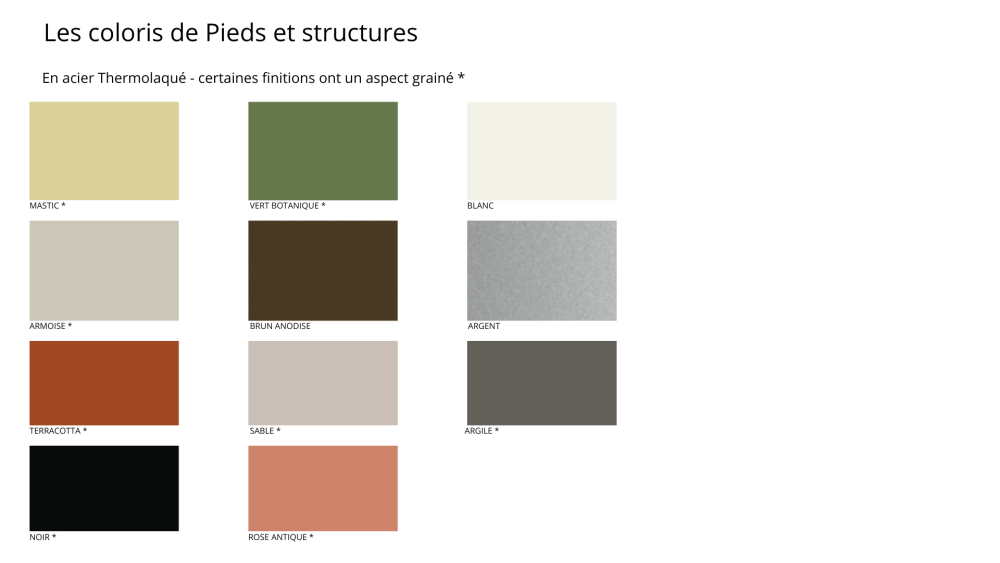 Nuancier structure et pieds de bureaux et autre ATARA