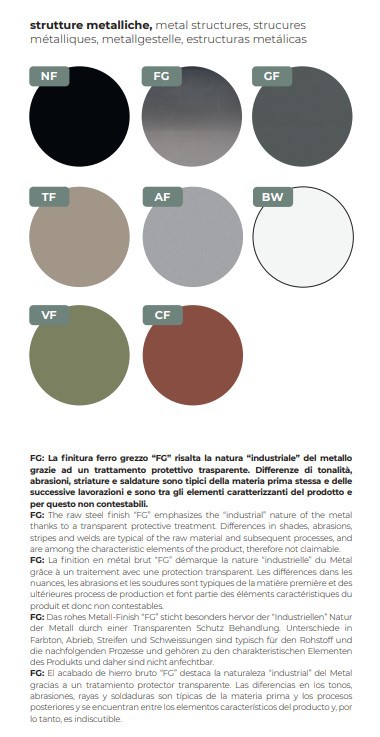 Nuancier coloris de structure et pieds métal de bureau