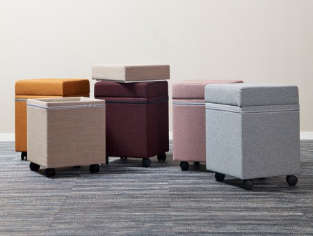 photo poufs avec rangement et roulettes dans plusieurs finitions