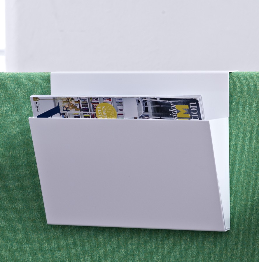 Photo Porte document et bac a courrier pour cloison et ecran acoustique Blanc